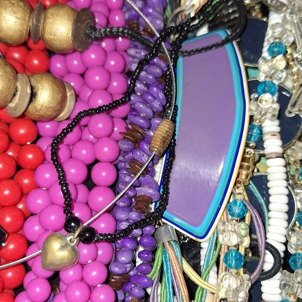 50 Bundle Unlisted Necklaces & Bracelet Lot Colorful BEACHY Boho Coastal Purples
